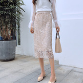 Δαντέλα και στις δύο πλευρές Φορούν φούστες Γυναικεία ιδιοσυγκρασία Γυναικεία Midi Slim Νέο σχέδιο Μόδα Κορίτσι Casual Fit Καλοκαίρι Κορεάτικο στυλ Κομψό