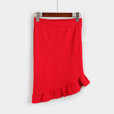 Jauns komplekts Gūžas seksīgi lotosa lapu svārki ar asimetriju sievietēm liela izmēra elastīgi svārki ar augstu vidukli