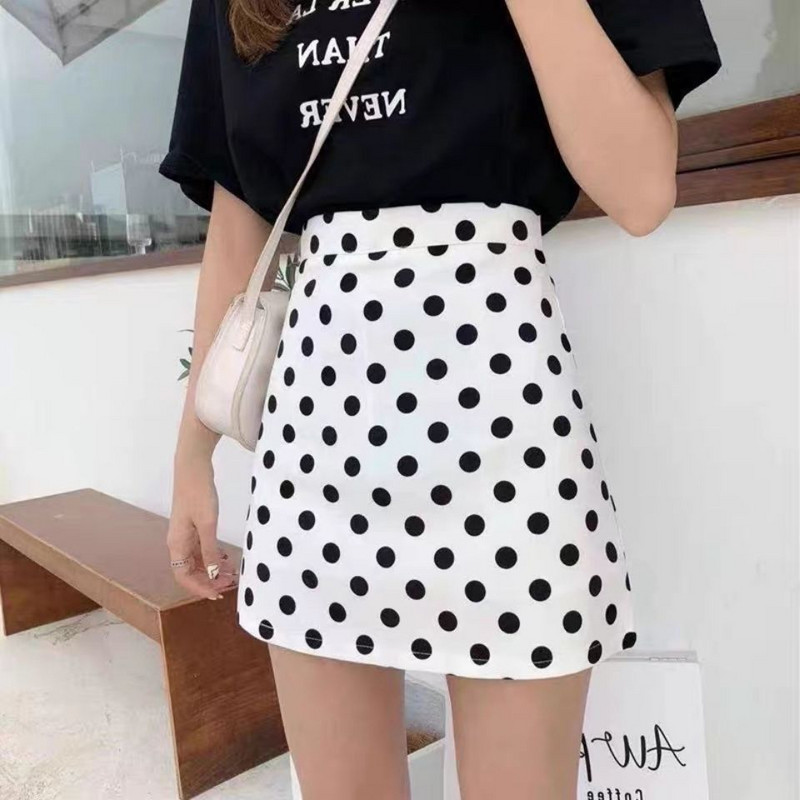 Suvised uued naiste täppitrükiga õhuke lühikese joonega minikleit Y2k naiste kõrge vöökohaga seksikas, õhuke puusakaitsega Korea vintage seelikud