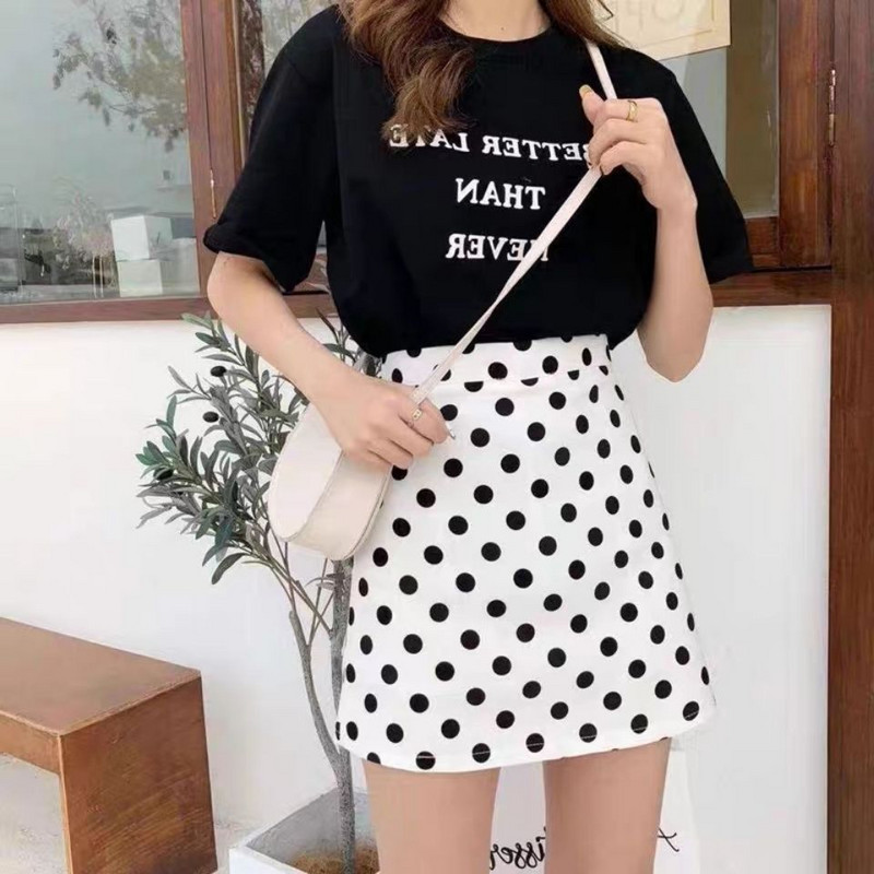 Suvised uued naiste täppitrükiga õhuke lühikese joonega minikleit Y2k naiste kõrge vöökohaga seksikas, õhuke puusakaitsega Korea vintage seelikud