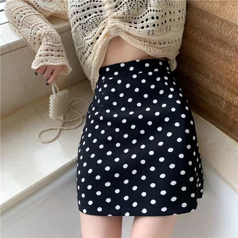 Suvised uued naiste täppitrükiga õhuke lühikese joonega minikleit Y2k naiste kõrge vöökohaga seksikas, õhuke puusakaitsega Korea vintage seelikud