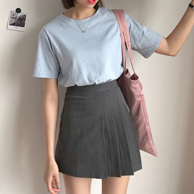 Mini szoknyák Női Szilárd, Gyengéd Alkalmi, Szabálytalan Minden meccs Ulzzang Magas derekú Chic Basic Teens College Utcai ruházat Nyári divat