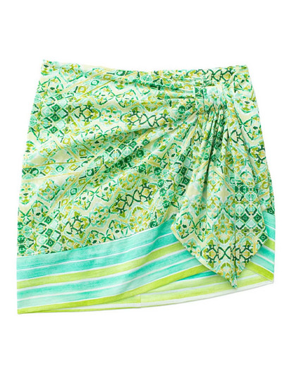 TRAF női új divat zöld mini szoknya csomómintás pamutvászon magas derekú elegáns rövid szoknya női Boho Beach utcai viselet szoknyák