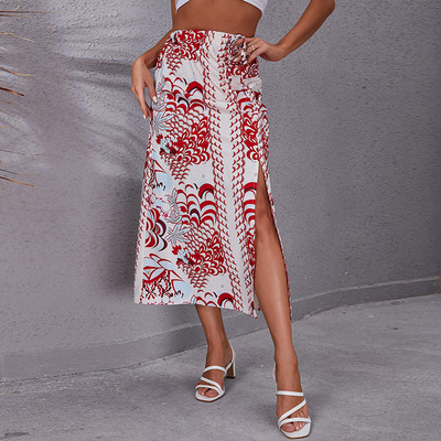 Vasaras ziedu svārki sievietēm ar augstu vidukli Vestido Eiropas stila ikdienas svārki sievietēm