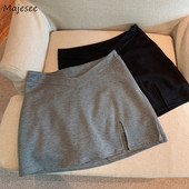 Seksīgi mini svārki sievietēm vasarā, neregulāri ar sānu šķēlumu, eleganti, šauri, modes ielas apģērbi klubs Elastīgs viduklis, mīksts, maigs, piemērots Ulzzang