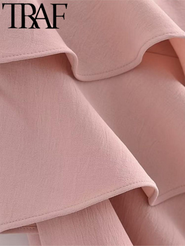 TRAF FANNID 2023. aasta suvemood naiste asümmeetrilised plisseeritud miniseelikud, suure vöökohaga naiste vabaaja seelik, roosa Mujar Y2k