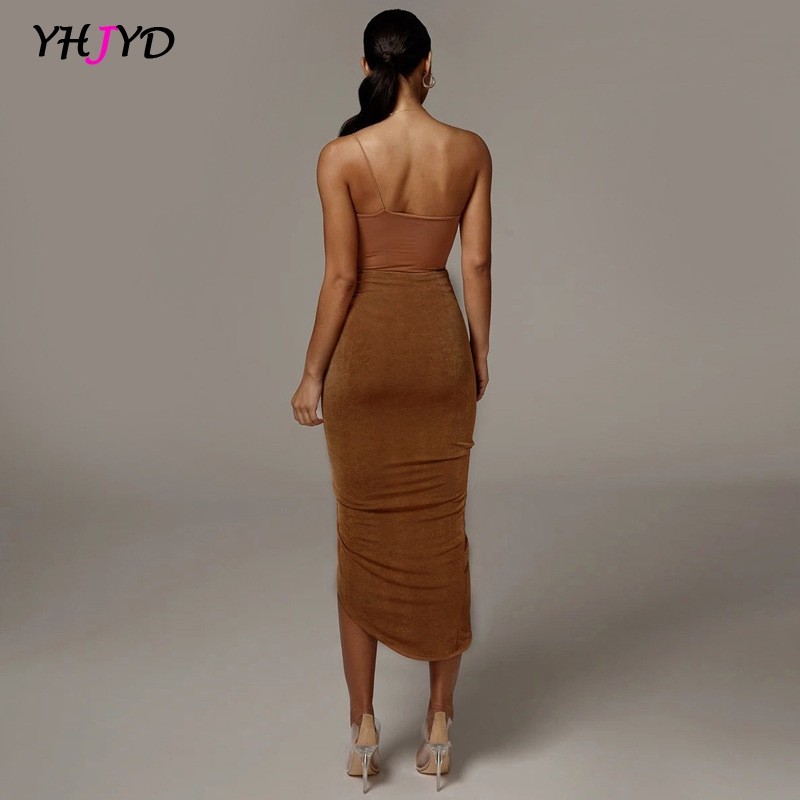 Magas derekú, dörzsölt kötszer szexi szoknya, őszi tél 2022 női divatos utcai ruhák, elegáns aszimmetrikus, húzózsinóros hosszú szoknya