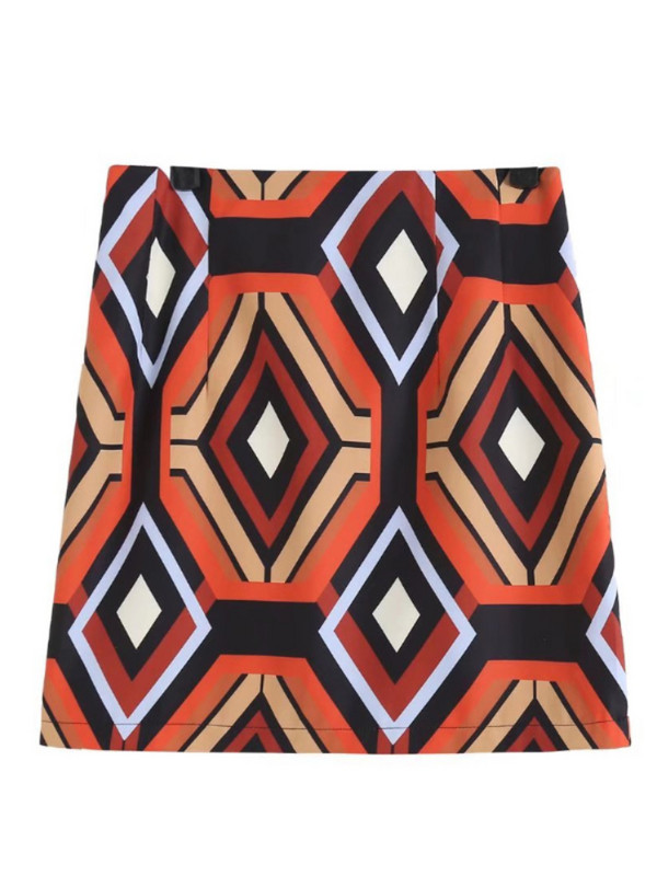 BBWM vintage geomeetrilise trükiga naiste miniseelikud 2022, uus mood, elegantne naiste kõrge vöökohaga seksikas seelik Tänavarõivad, õhuke šikk