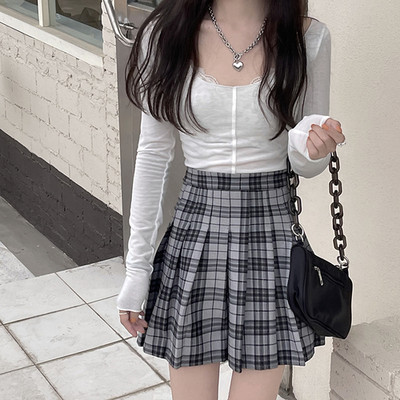 Īsi svārki sievietēm Vasarīgi, jauki un forši, plāni svārki ar augstu vidukli A-līnijas soma Hip Hot Girl melni kroku maksi