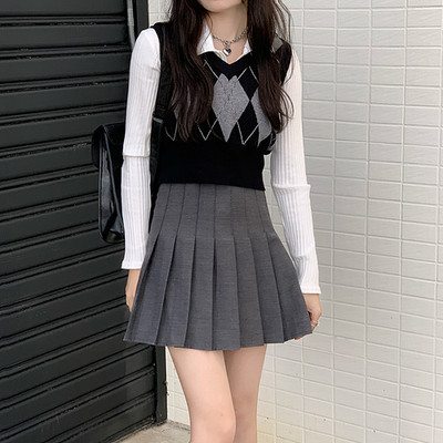 Īsi svārki sievietēm Vasarīgi, jauki un forši, plāni svārki ar augstu vidukli A-līnijas soma Hip Hot Girl melni kroku maksi