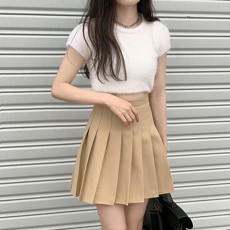 Īsi svārki sievietēm Vasarīgi, jauki un forši, plāni svārki ar augstu vidukli A-līnijas soma Hip Hot Girl melni kroku maksi