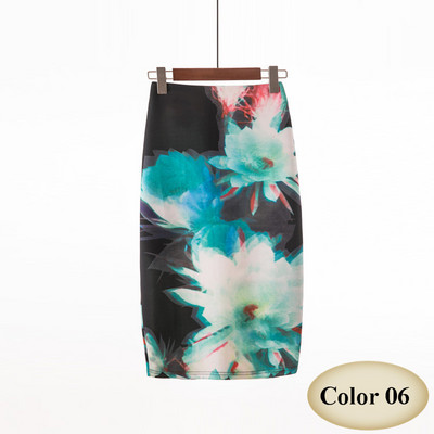 Μόδα άνοιξη καλοκαιρινό στυλ Pencil φούστα Γυναικείες ψηλόμεσες πράσινες φούστες Vintage Κομψό Bodycon Floral print Midi φούστα