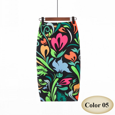 Μόδα άνοιξη καλοκαιρινό στυλ Pencil φούστα Γυναικείες ψηλόμεσες πράσινες φούστες Vintage Κομψό Bodycon Floral print Midi φούστα