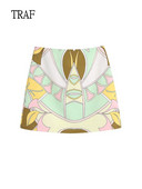 TRAF sieviešu svārki, 2022. gada retro apdruka, mini svārki sievietēm ar augstu vidukli