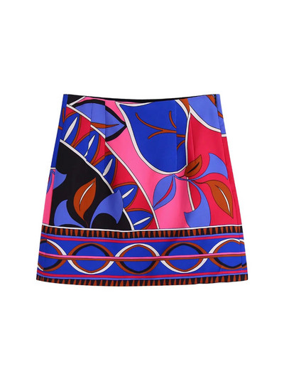 TRAF sieviešu svārki, 2022. gada retro apdruka, mini svārki sievietēm ar augstu vidukli