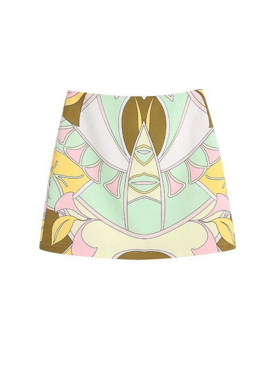 TRAF sieviešu svārki, 2022. gada retro apdruka, mini svārki sievietēm ar augstu vidukli