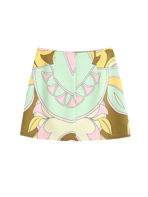 TRAF sieviešu svārki, 2022. gada retro apdruka, mini svārki sievietēm ar augstu vidukli