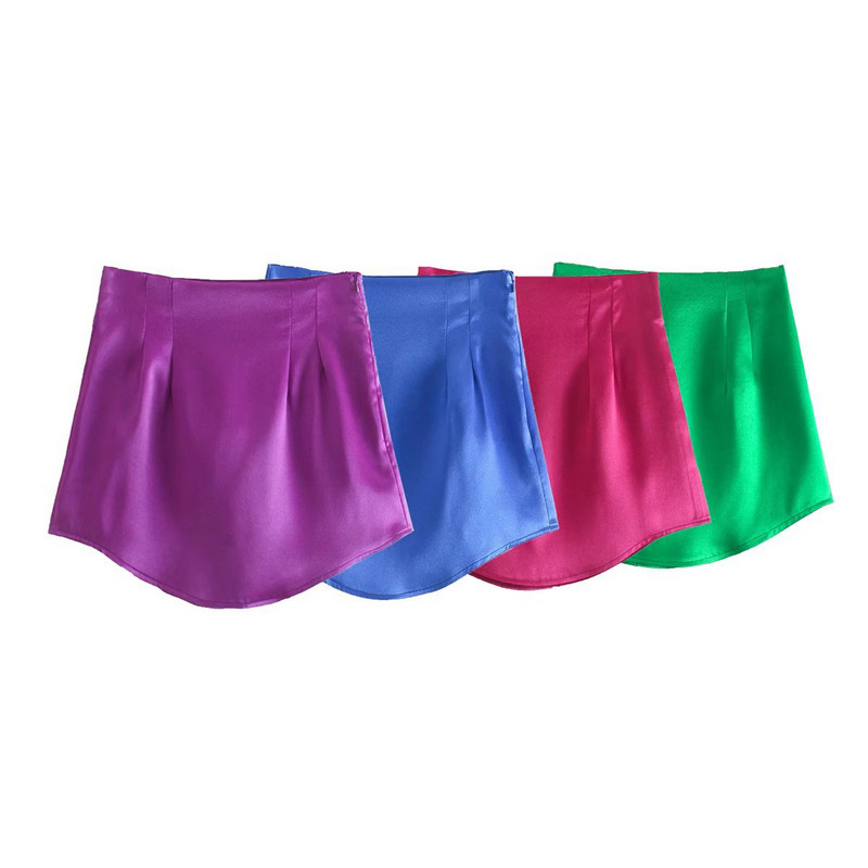 Mini fuste din satin strălucitor pentru doamne noi, sexy, 2022, șic, cu talie înaltă, Y2K, fuste bodycon, fuste scurte de petrecere vintage, la modă pentru femei.