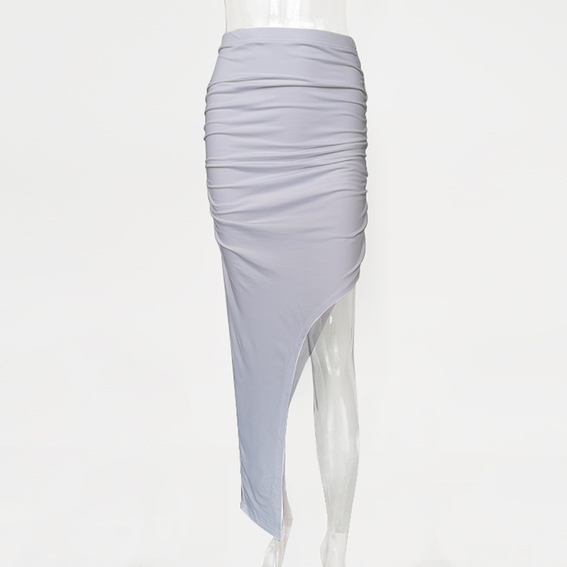 Szexi tömör, térdig érő ceruzaszoknya női divatos rugalmas, magas derékú, aszimmetrikus, összehajtható női testszoknyák, karcsú, alkalmi klubszoknyák