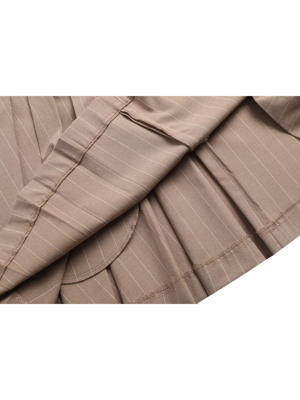 PUWD naiste moe kahakivärvi asümmeetriline triibuline laia plisseeritud miniseelik 2023 kevadvintage tõmblukuga kärbes naiste seelikud Mujer