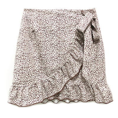 Fusta cu șireturi cu talie înaltă Fusta cu fermoar cu imprimeu neregulat cu volane, europeană și americană