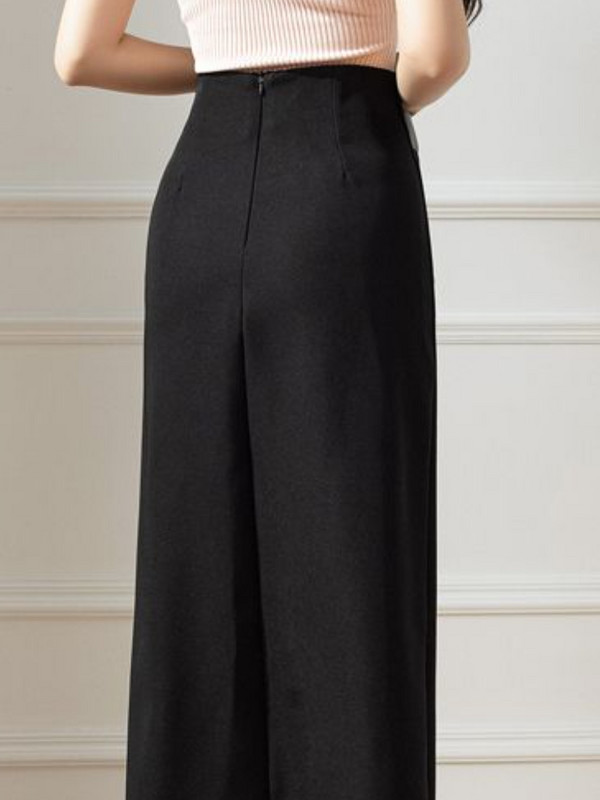 Naiste midiseelikud, volditud, tugevad külglõhikuga lõdvalt kõrge vöökohaga Elegantne kevadine temper Korea stiil vabaaja Populaarne šikk naistele юбка