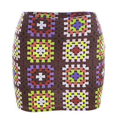 Sieviešu 2023. gada vasaras sieviešu jaunā komplektācija gurnu svārki ar augstu vidukli, rūtainu apdruka, tievi pusķermeņa svārki vairumtirdzniecība