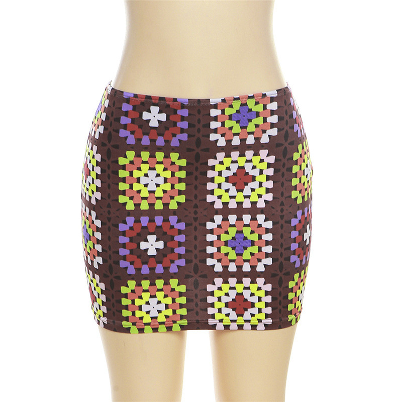 Sieviešu 2023. gada vasaras sieviešu jaunā komplektācija gurnu svārki ar augstu vidukli, rūtainu apdruka, tievi pusķermeņa svārki vairumtirdzniecība