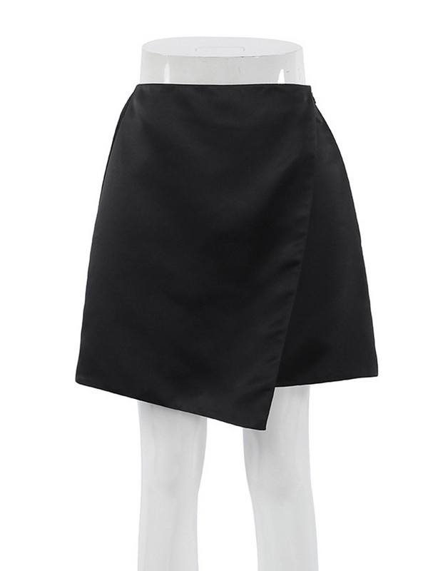 GALCAUR Asimetrične mini suknje za žene Minimalistička korejska suknja s visokim strukom za mršavljenje s naborima patchwork Ženska ljetna novo