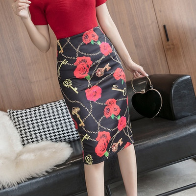 Sieviešu Empire elastīgi svārki Sieviešu retro svārki līdz ceļgalam taisni Bling-bling svārki 8Z