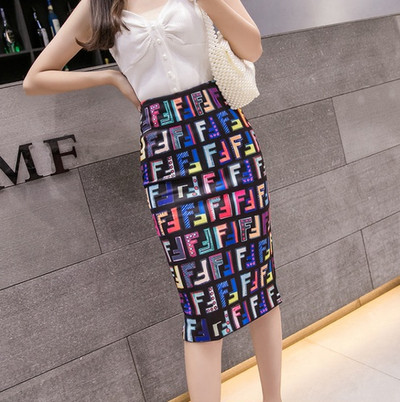 Sieviešu Empire elastīgi svārki Sieviešu retro svārki līdz ceļgalam taisni Bling-bling svārki 8Z