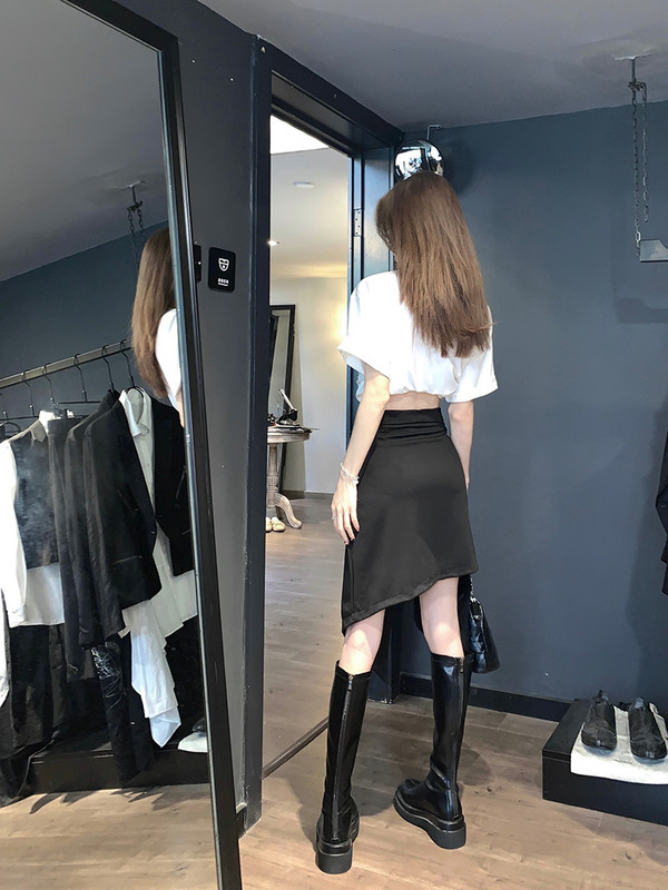 2023. aasta uus naiste seelik, kõrge vöökohaga ebaregulaarne A-joon, moodne ja salendav tasuta kohaletoimetamine