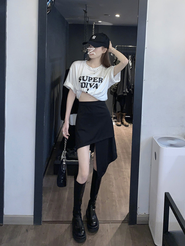 2023. aasta uus naiste seelik, kõrge vöökohaga ebaregulaarne A-joon, moodne ja salendav tasuta kohaletoimetamine