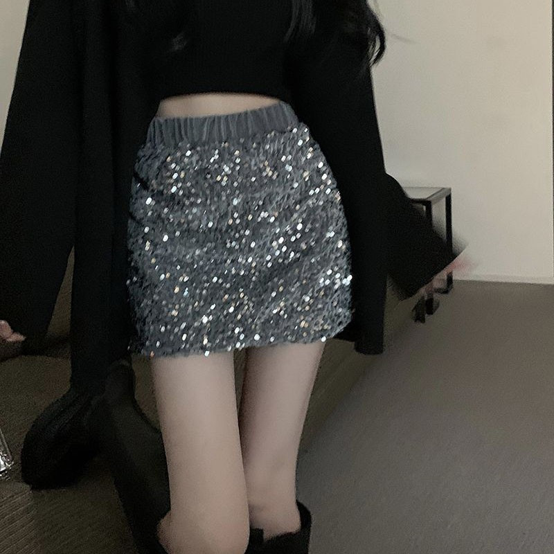 Mini szoknyák női Solid Bodycon flitteres elegáns nőies divat szabadidő temperamentum alap nyári szexi klubszoknyák LU2524