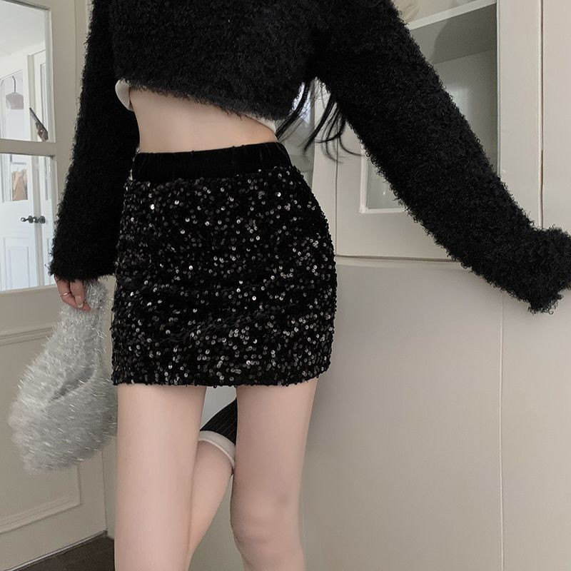 Mini szoknyák női Solid Bodycon flitteres elegáns nőies divat szabadidő temperamentum alap nyári szexi klubszoknyák LU2524