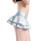 daami suvine seksikas klubipulk hõbedane kuld miniseelikud kunstnahast lühike seelik madala vöökohaga volditud A line bud seelikud