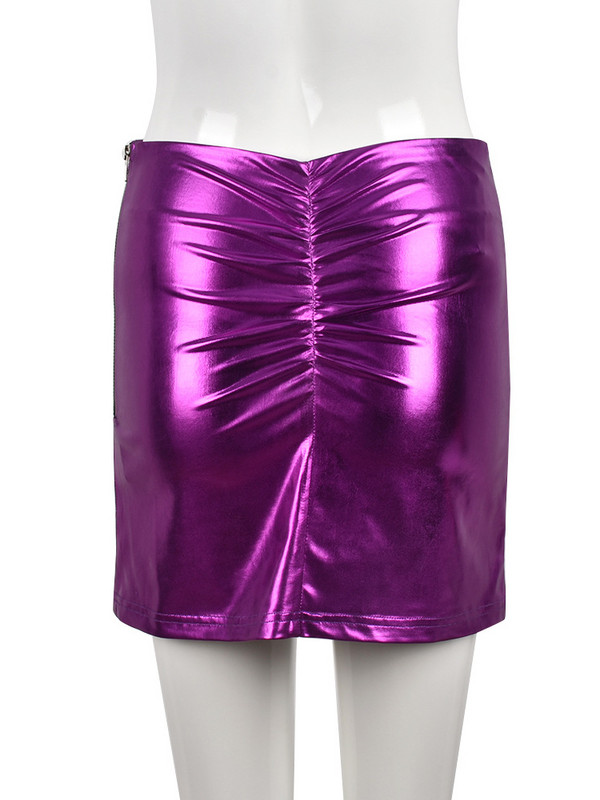 Habbris őszi szexi PU szoknyák klubruha női 2022-es magas derekú, rugalmas cipzáras rövid szoknya női tömör redőzött szoknya