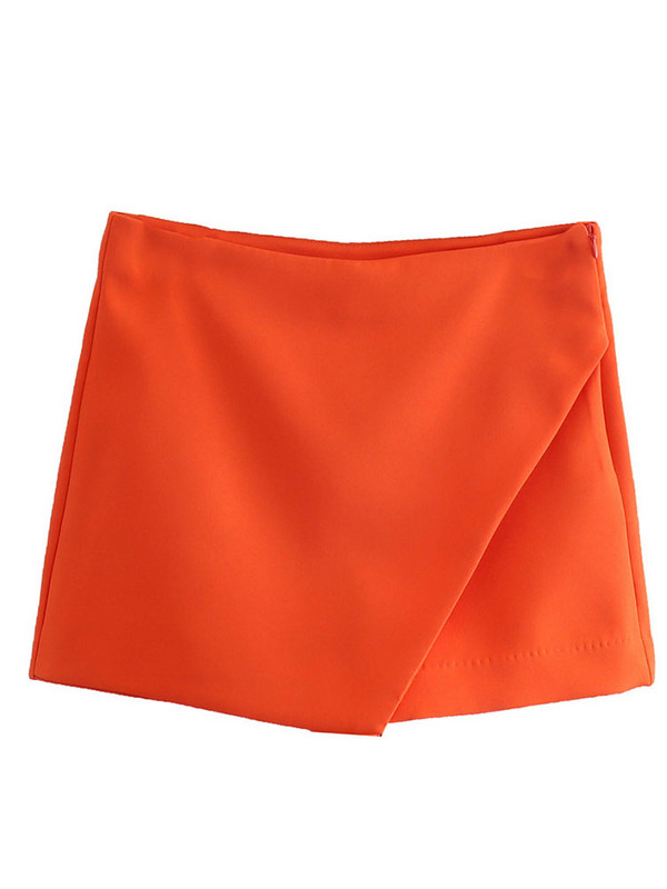 Moteriškas 2023 m. naujas unikalus mados kelių saldainių spalvų asimetrinis trumpas sijonas Vintažinis aukštu juosmeniu su užtrauktuku trumpas sijonas Mujer