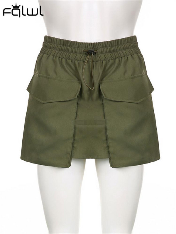 Habbris ar augstu vidukli savelkamu aukliņu īsi svārki vasaras klubs sievietēm 2023 melnas asimetriskas kabatas mini svārki ikdienas bodycon svārki