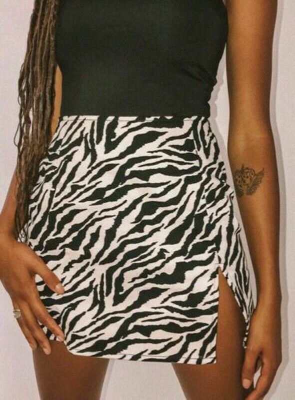 Γυναικεία φούστα Leopard Zebra Snakeskin με εμπριμέ ψηλόμεσο βαμβακερό μείγμα Κομψή Μόδα Σπλιτ Μίνι Pencil Φούστα