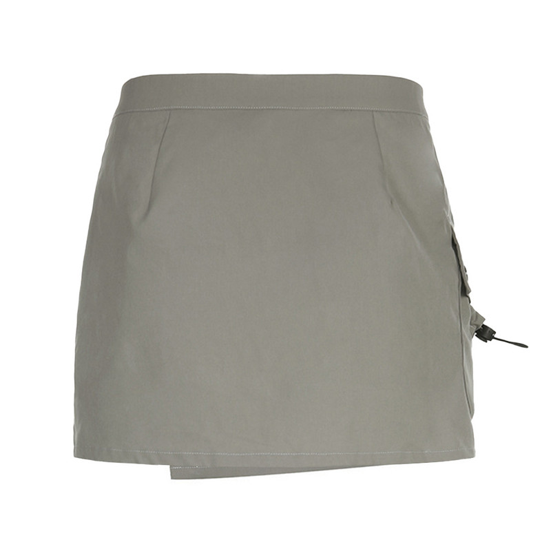 Ljetna vruća djevojka 2022. Working Wind Aesthetic Mini kratka suknja Ulična moda Siva suknja s niskim džepovima i džepovima na bokovima SCS008