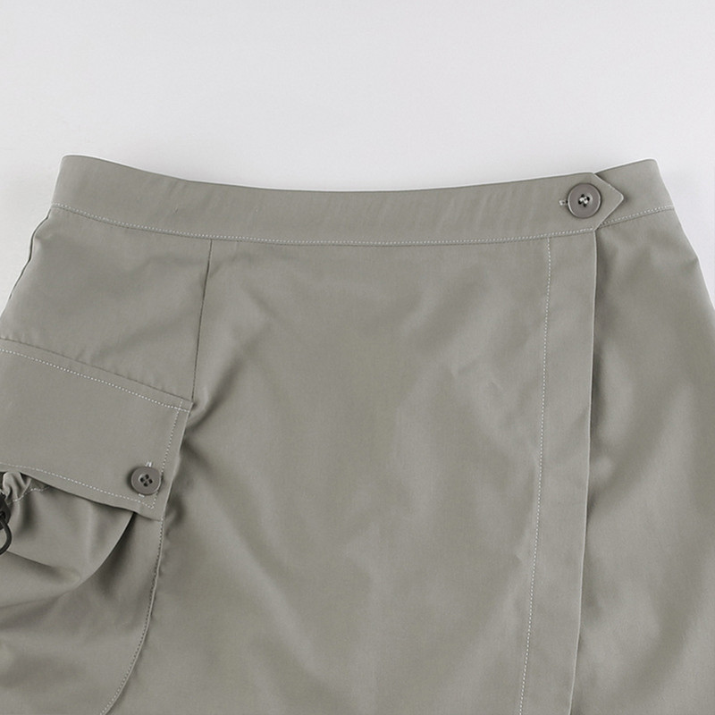 Ljetna vruća djevojka 2022. Working Wind Aesthetic Mini kratka suknja Ulična moda Siva suknja s niskim džepovima i džepovima na bokovima SCS008