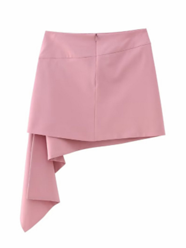 PUWD Ženske modne ružičaste asimetrične mini suknje Ljeto 2023. Vintage Ženske donje hlače s patentnim zatvaračem na leđima Mujer