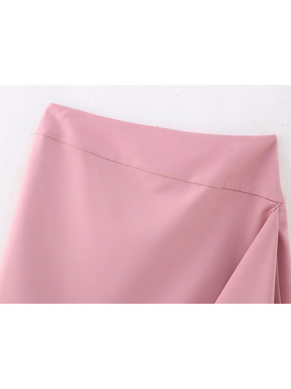 PUWD Ženske modne ružičaste asimetrične mini suknje Ljeto 2023. Vintage Ženske donje hlače s patentnim zatvaračem na leđima Mujer