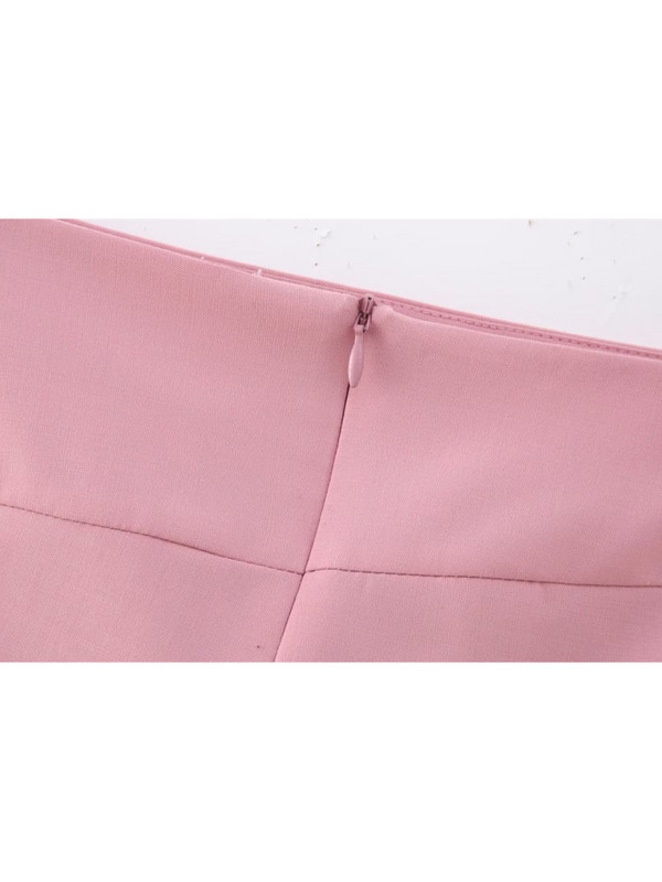 PUWD Ženske modne ružičaste asimetrične mini suknje Ljeto 2023. Vintage Ženske donje hlače s patentnim zatvaračem na leđima Mujer