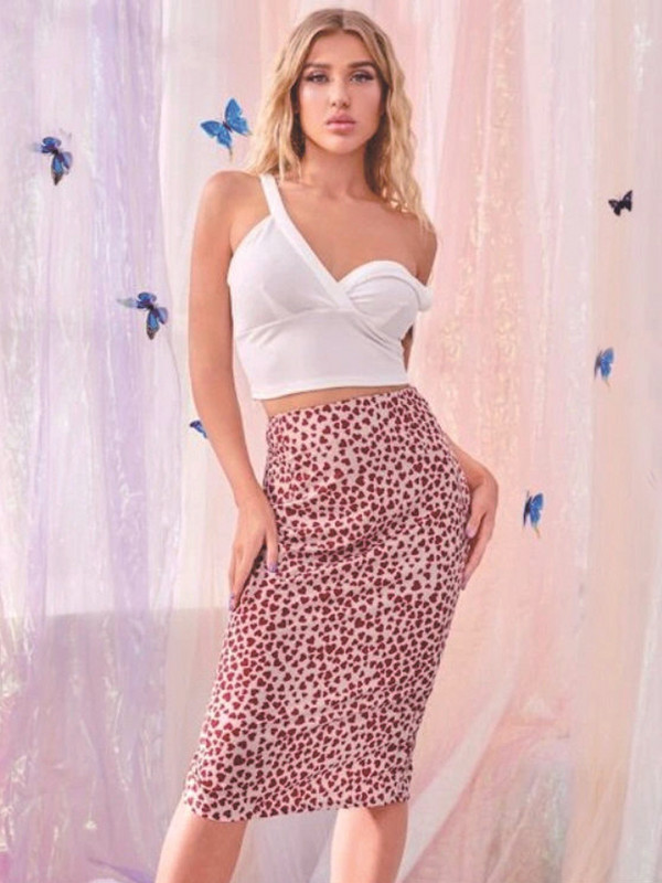 Vasaras apdrukas svārki Modes sievietēm Bodycon Biroja svārki līdz ceļgaliem Sieviešu svārki ar augstu vidukli Mujer Faldas zīmulis ikdienas svārki A-line