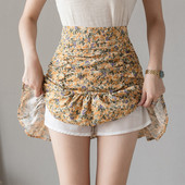 Naiste seelik Lilletrükiga Kevadsuvised vabaaja seelikud lühikesed püksid Korea moe volangiga seelikud naistele Slim Fit riided