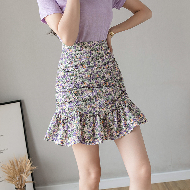 Naiste seelik Lilletrükiga Kevadsuvised vabaaja seelikud lühikesed püksid Korea moe volangiga seelikud naistele Slim Fit riided