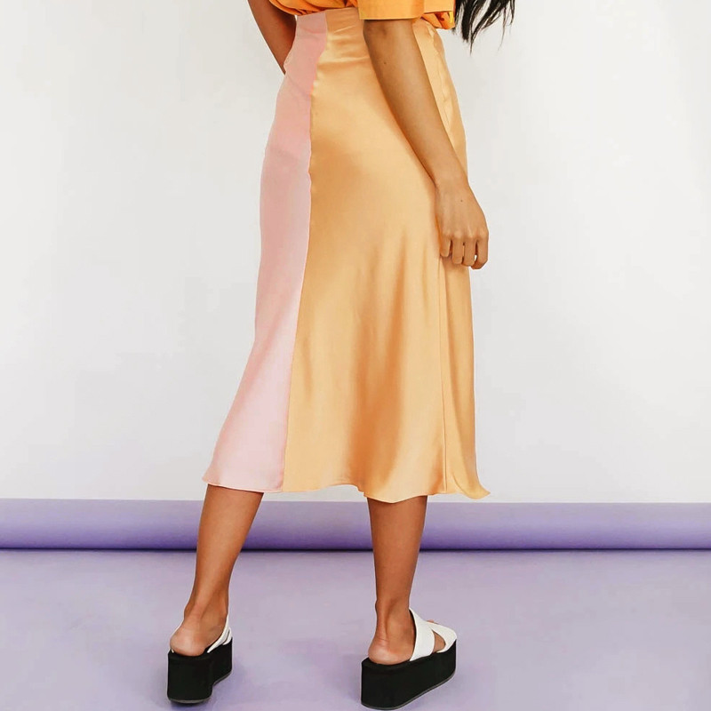 Suvine lapiline satiinseelik naiste A-joonega õhukesed Y2K seelikud Harajuku Midi vabaaja kõrge vöökohaga peorõivad Bodycon E-tüdruku seelik