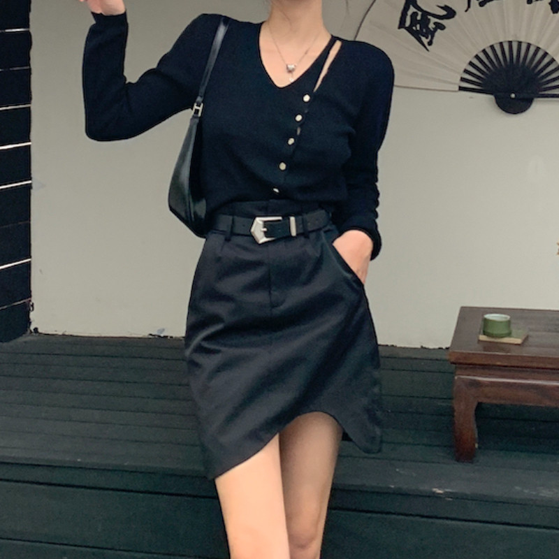 Aszimmetrikus szoknyák Női Mini Tender Tiszta, mindenre alkalmas High Street minimalista Y2k ruhák Stílusos koreai stílus nőknek Retro